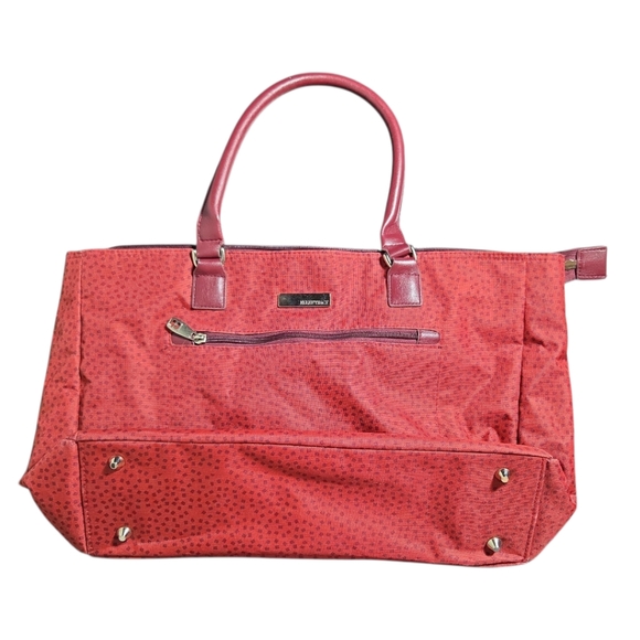 Ellen Tracy Red Pattern Tote Bag Large Travel Shoulder Bag - Picture 1 of 5